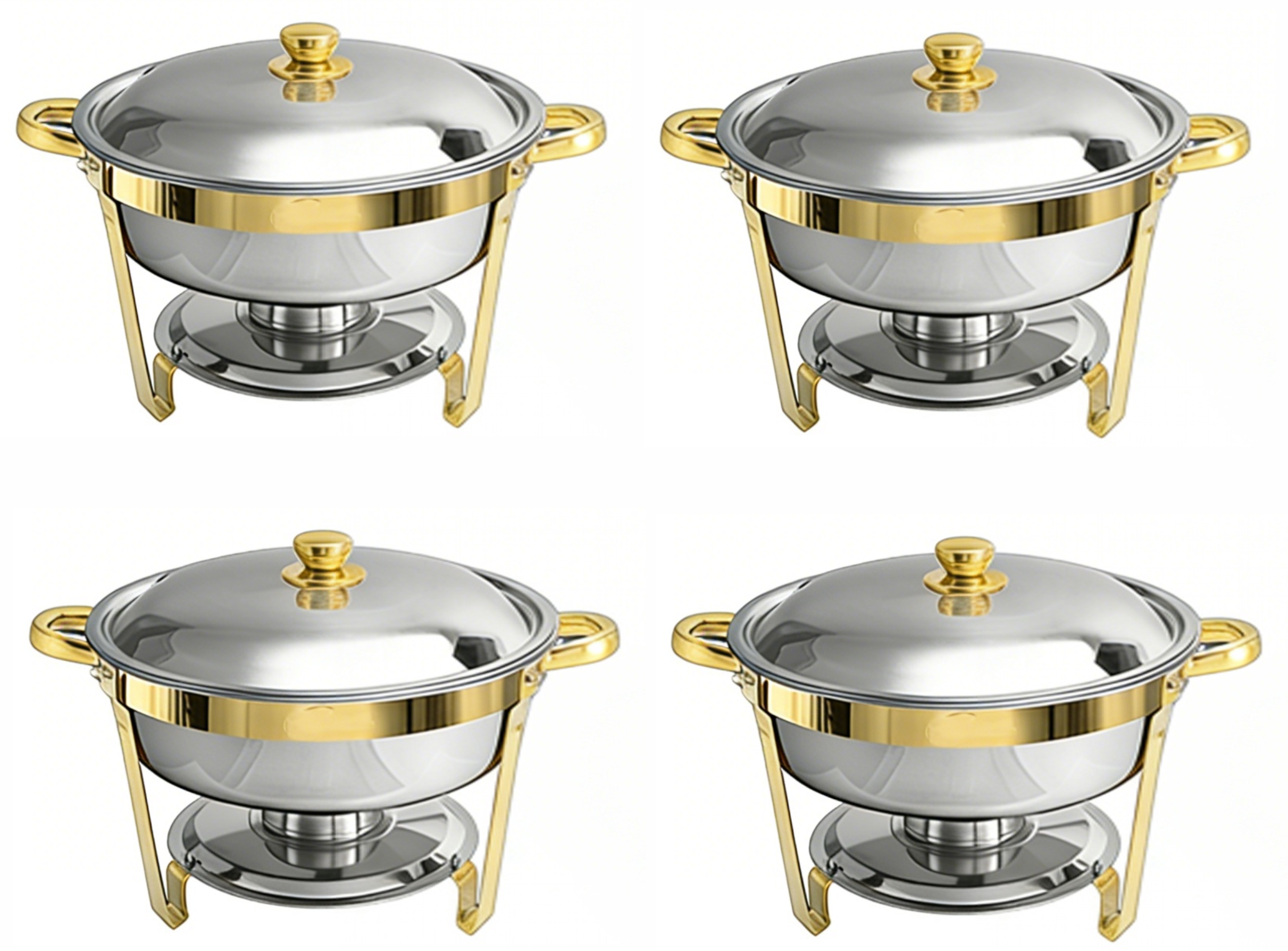 Round Buffet Catering Dish For Home and Outdoor 4 Pcs/ Sets golden