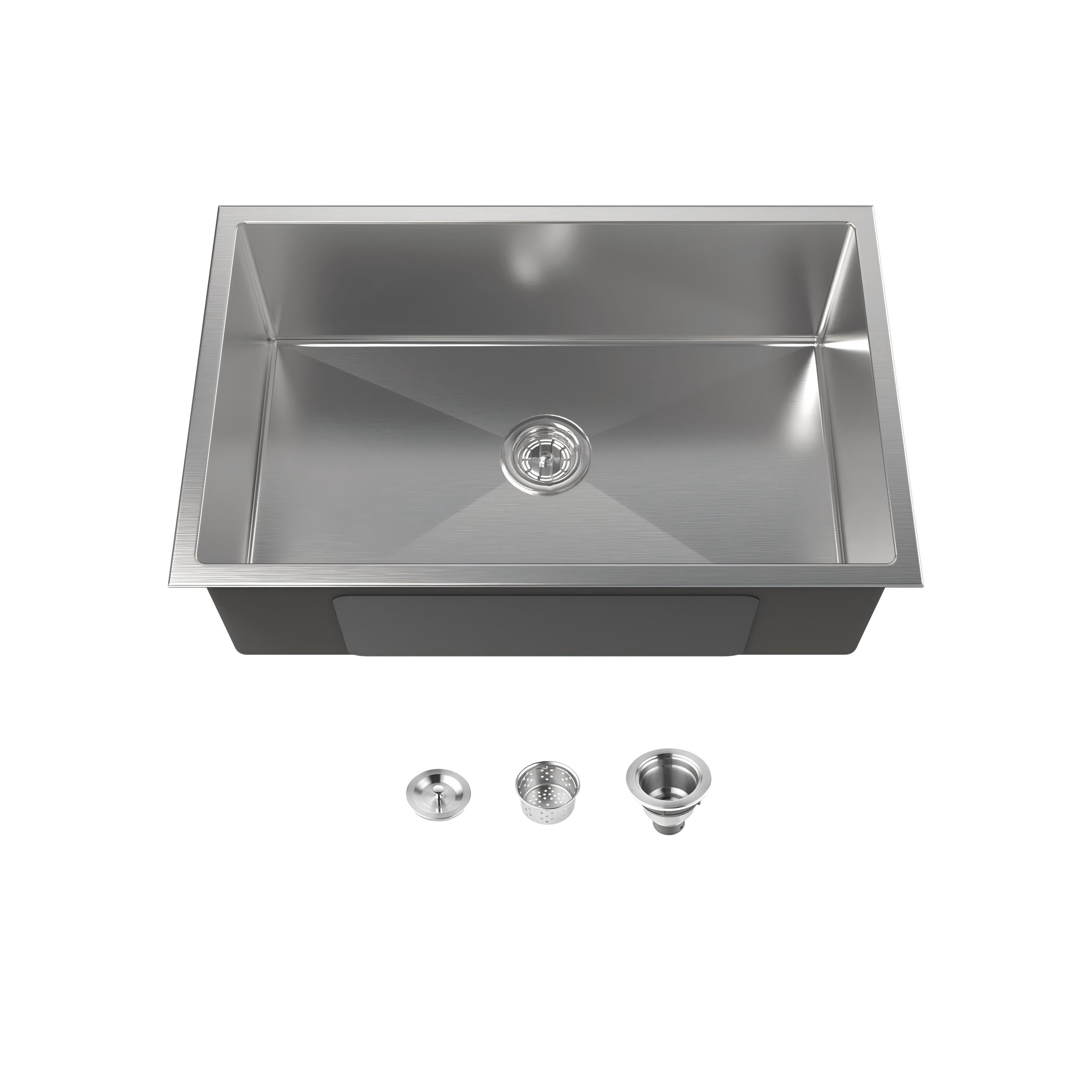 Kitchen Sink 30" x 19" Multifunctional Undermount Workstation Kitchen Sink S304 Stainless Steel Handmade Modern Single Bowl Kitchen Sink (Sink Only)